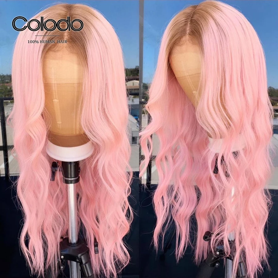 Женский парик из 150% розовых человеческих волос без клея|Парик натуральных на