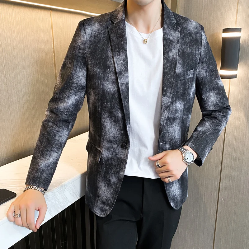 

Пиджак мужской однобортный, приталенный Модный повседневный джинсовый жакет, пиджак для свадьбы, выпускного вечера