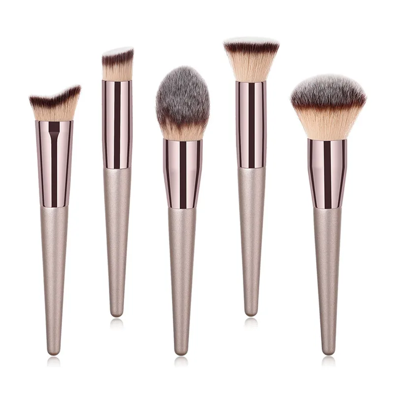 1 шт. многофункциональная Золотая деревянная ручка цвета шампань Средний макияж