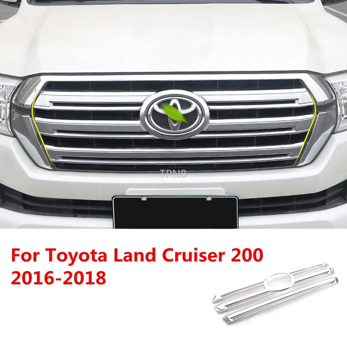 Front Mesh Grille Cover for Toyota Land Cruiser 200 FJ200 2016 2017 2018 2019 Chrome ABS Accessories