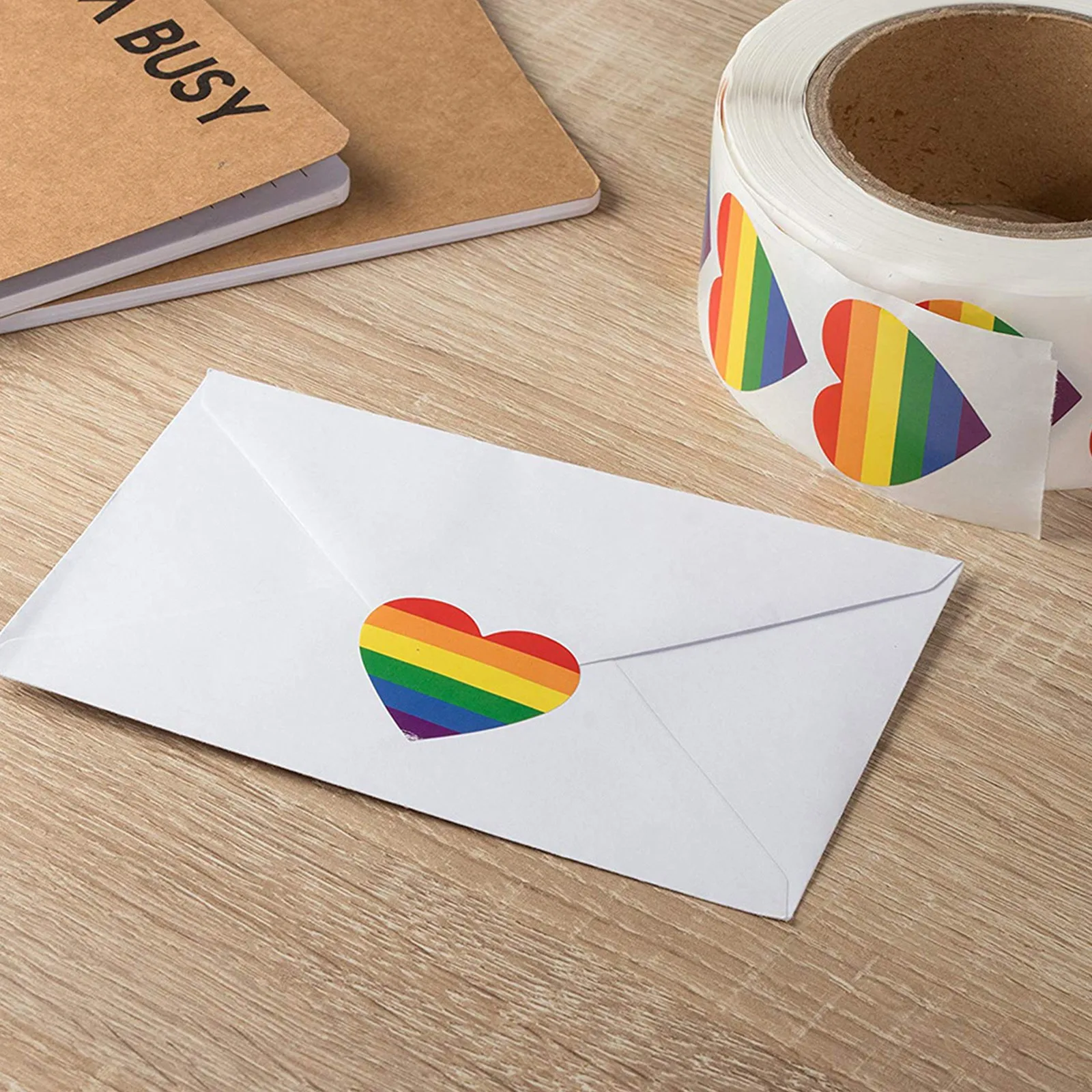 500 шт нетрадиционной Стикеры s Любовь Радуга любящее сердце наклейка для выпечки 1