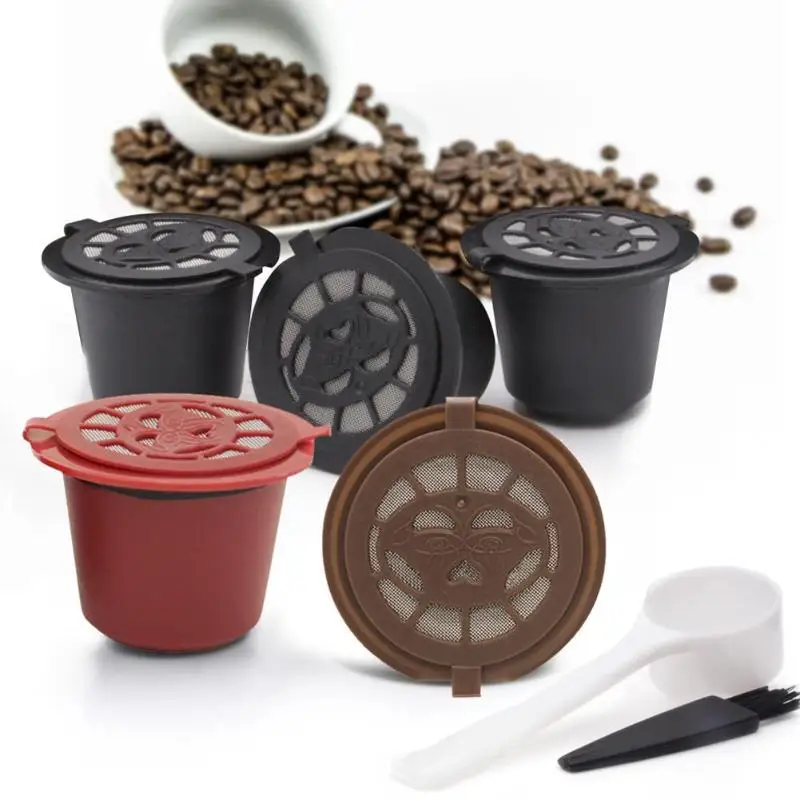

3 Pcs Reusable Coffee Capsule Filter Cup for Nescafe Dolce Gusto Refillable Caps Spoon Brush Filter Baskets Pod Soft Taste Sweet