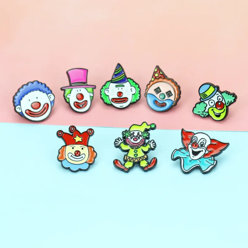 

New cartoon brooch circus clown metal badge brooch for backpack clothing coat DIY jewelry decoration alloy enamel brooch badge