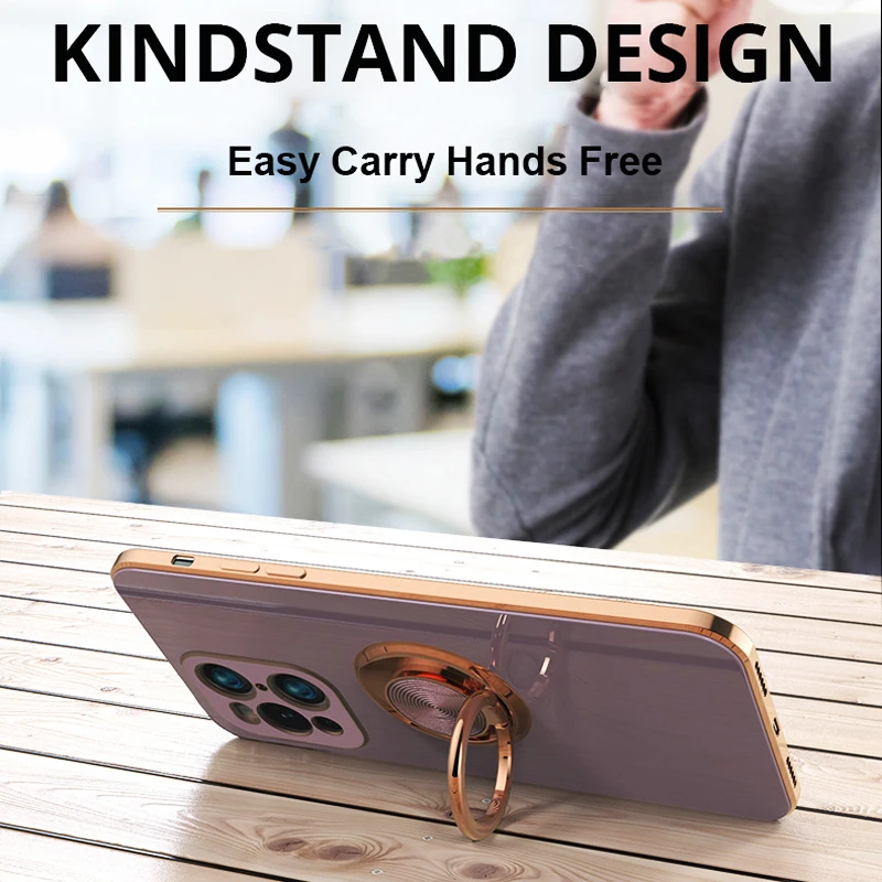keysion luxury plating case for oppo find x3 pro x3 lite x2 neo ring stand soft silicone phone back cover for reno 5 5 pro 5g 5k free global shipping