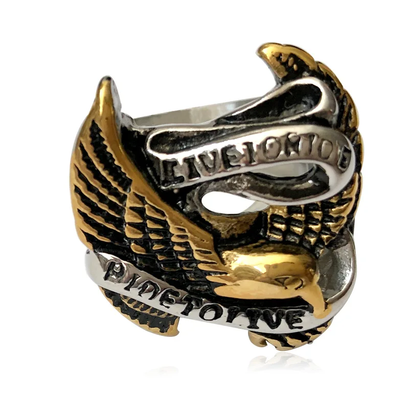Нержавеющая сталь Ретро стиль религия кольца масонство золото серебро Орел для