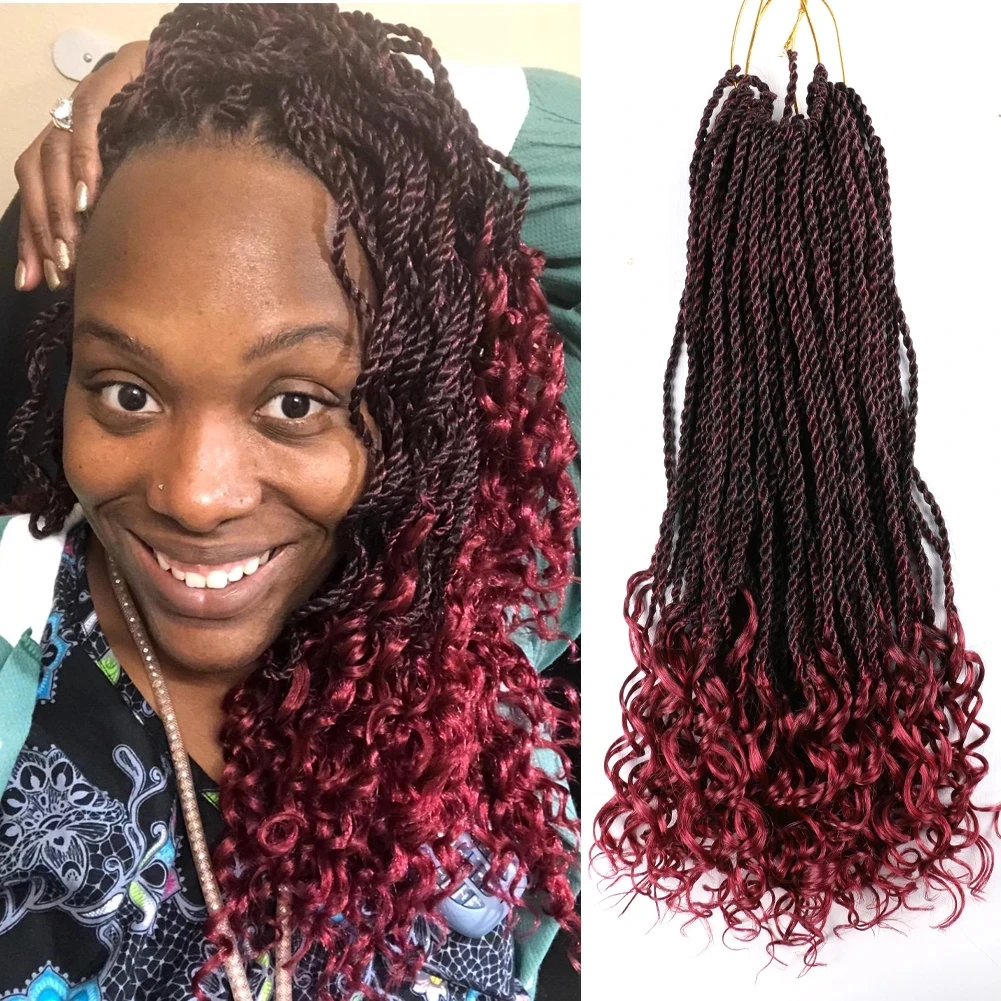 

BellQueen Goddess Senegalese Twist Hair Curly Ends 18''Synthetic Crochet Braids Ombre Braiding Hair Extensions 30Strands/Pack