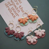 flower shape ring dangle multi colors big size handmade polymer clay spring collection gifts earring sets statements jewelry