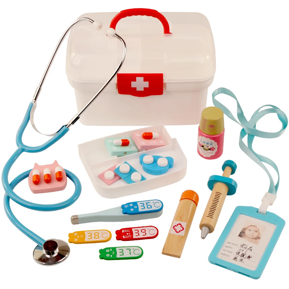Детские деревянные Медицинские игрушки ролевые игры набор медсестер доктора