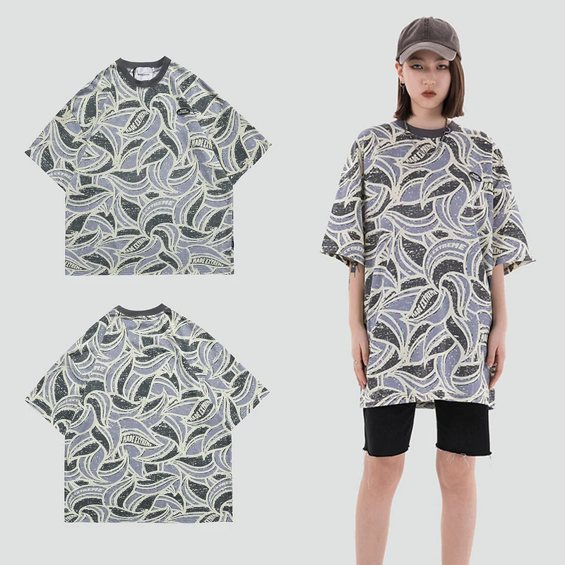 

Mens Personality Print T Shirt Unisex HipHop Casual Short Sleeve Tee Shirts 2021 Summer O-Neck Loose Size Tshirts Cotton Top Tee