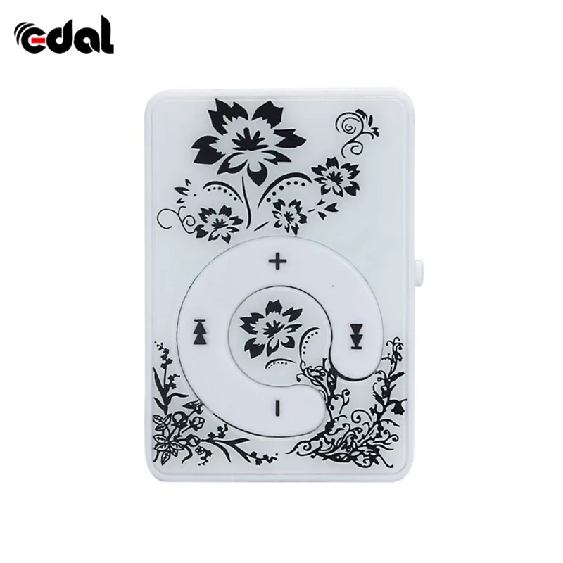 Портативный мини MP3 музыкальный плеер Печать Цветок Зеркало Клип Поддержка 8 Гб SD