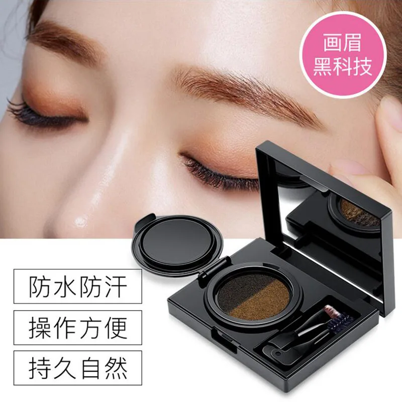 Two-color Misty Air Cushion Eyebrow Liquid Pencil Cream Powder Lasting Waterproof Non-off Makeup Beauty | Красота и здоровье