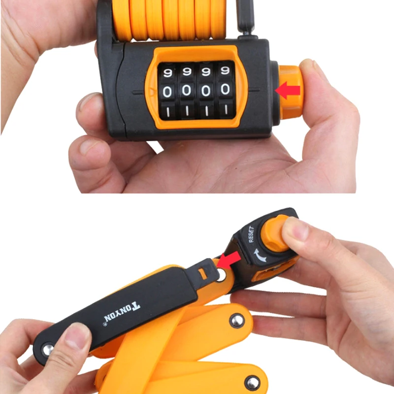 4 значный комбинированный велосипедный замок с паролем складной стальной