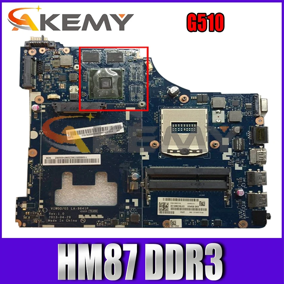 

Akemy For Lenovo G510 VIWGQ/GS LA-9641P Laptop Motherboard PGA947 HM87 DDR3 Standalone Graphics Card 100% Test Work
