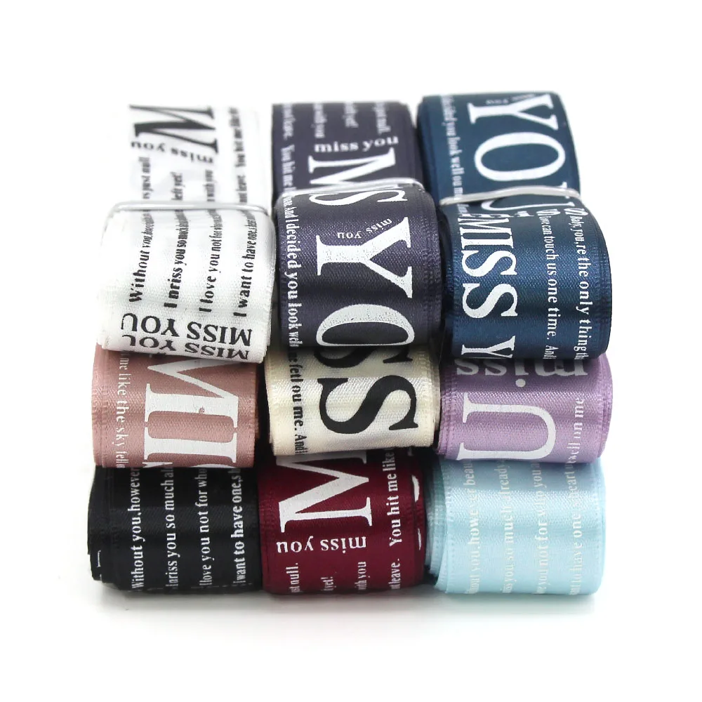 Лента с надписью Miss You шелковая атласная лента для упаковки подарков