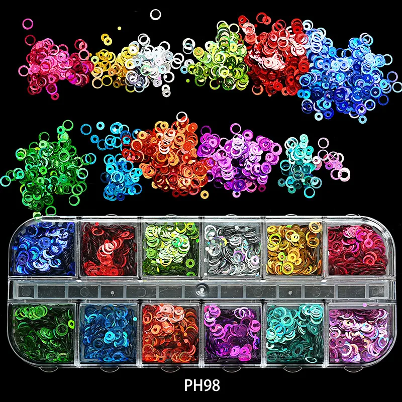 

100Types 12 Colors 1 Box Holographic Nail Glitter Sequin ( holographic) Nail Glitter Sequins Holographic Laser point star Flakes