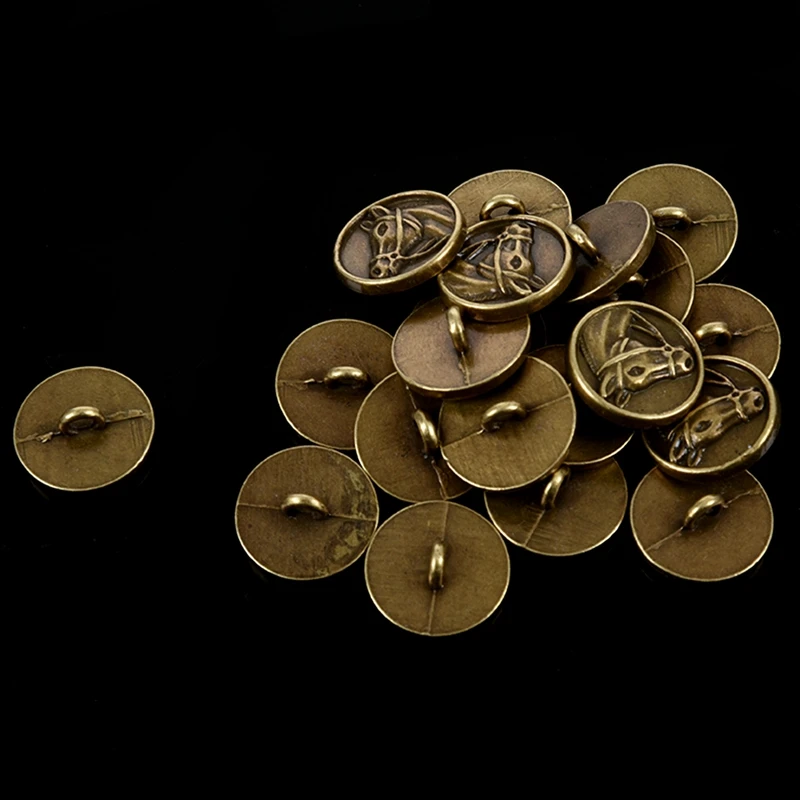 Пуговицы из цинкового сплава 20 шт. Резная Голова лошади круглые бронзовые