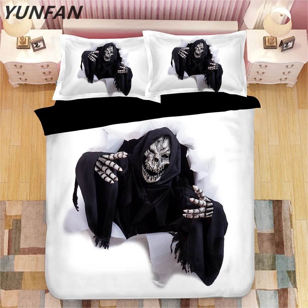 

3D skull Bedding Sets twin queen king Duvet Cover Bed Set white black Bedclothes All Saints' Day quilt cover sets Home textile