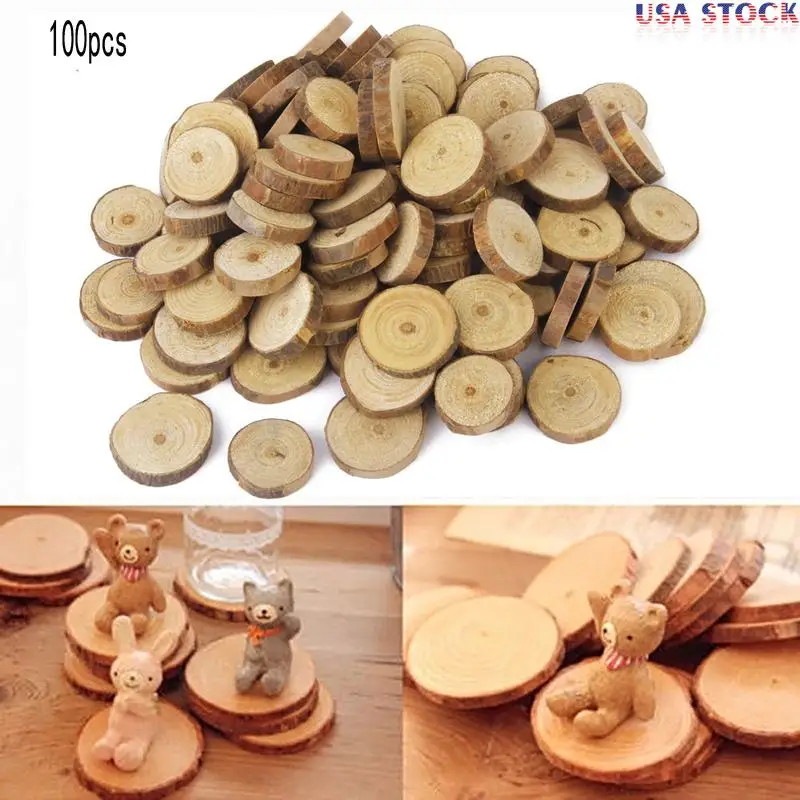 

100pcs 1.5-3CM Wood Log Slices Discs DIY Crafts Wedding Centerpieces Paint Decor Wooden For Wedding Party Decoration Accessories