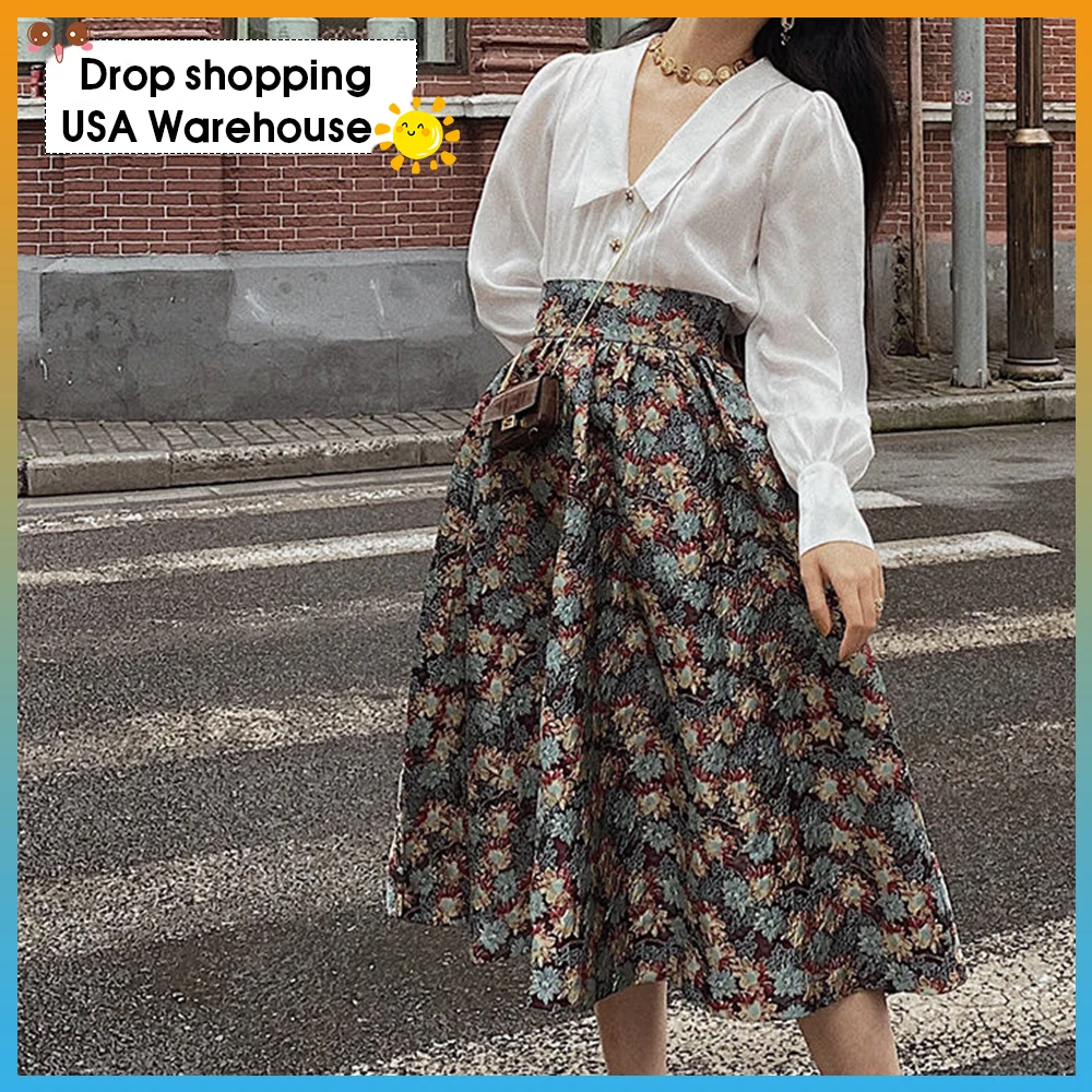 Юбка женская трапециевидная с высокой талией винтажная облегающая юбка миди