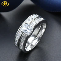 stock clearance vintage princess cut 2 96ct zircon solid 925 sterling silver wedding double ring sets engagement fine jewelry