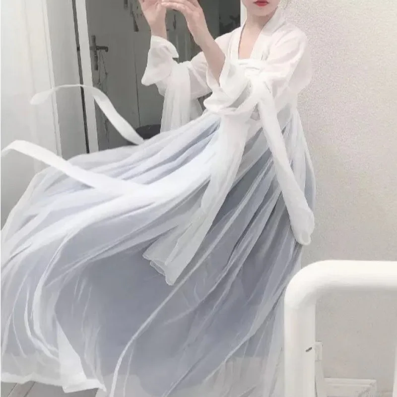 

Summer Spring Hanfu Women Chinese Traditional Dress Girls Cloting Cosplay Costume Confucianist Cultural Student Uniform Fairy