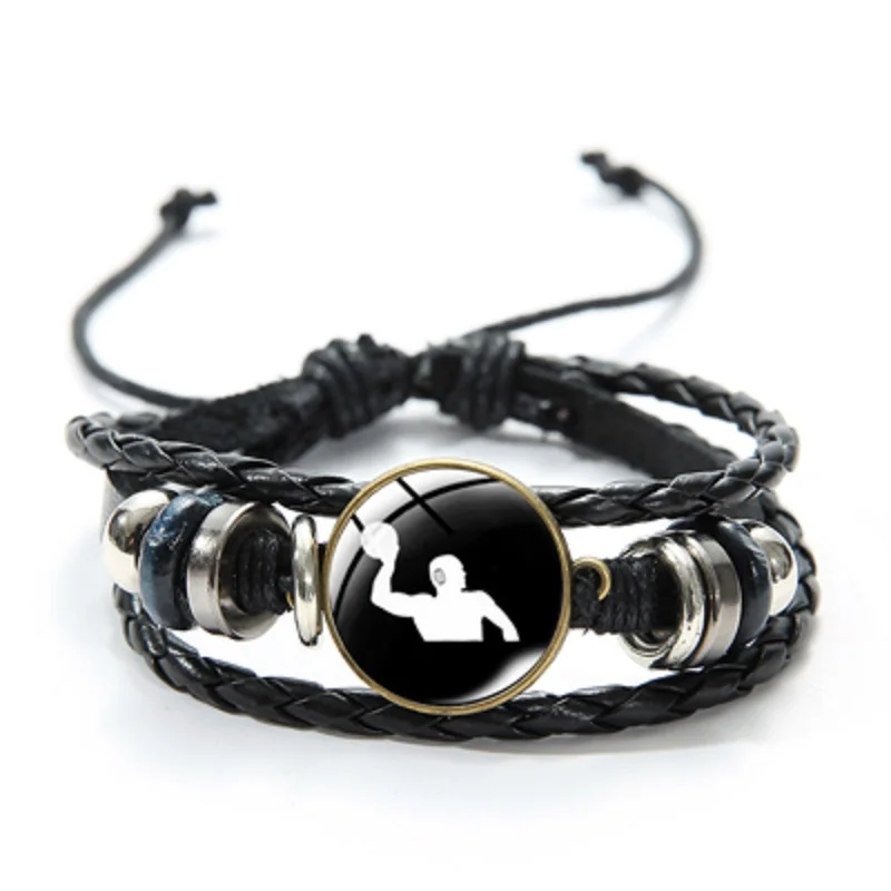 

Vintage Style Hockey Player Silhouette Art Bracelet Sport Game Ice Hockey Charm Wristband Sporty Jewelry Gifts for Father