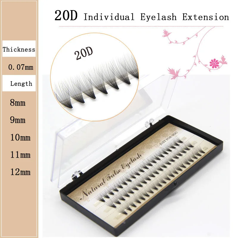 

1 tray 20D Russian Volume Fans Individual Eyelash Extension 60 clusters thick beauty makeup false mink eyelash8/9/10/11/12mm