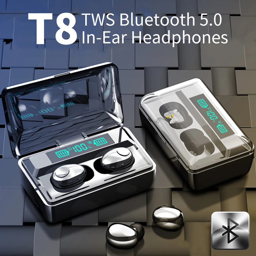 Мини беспроводные Bluetooth наушники с 3500 мАч зарядный чехол стерео TWS 5 0 Встроенный