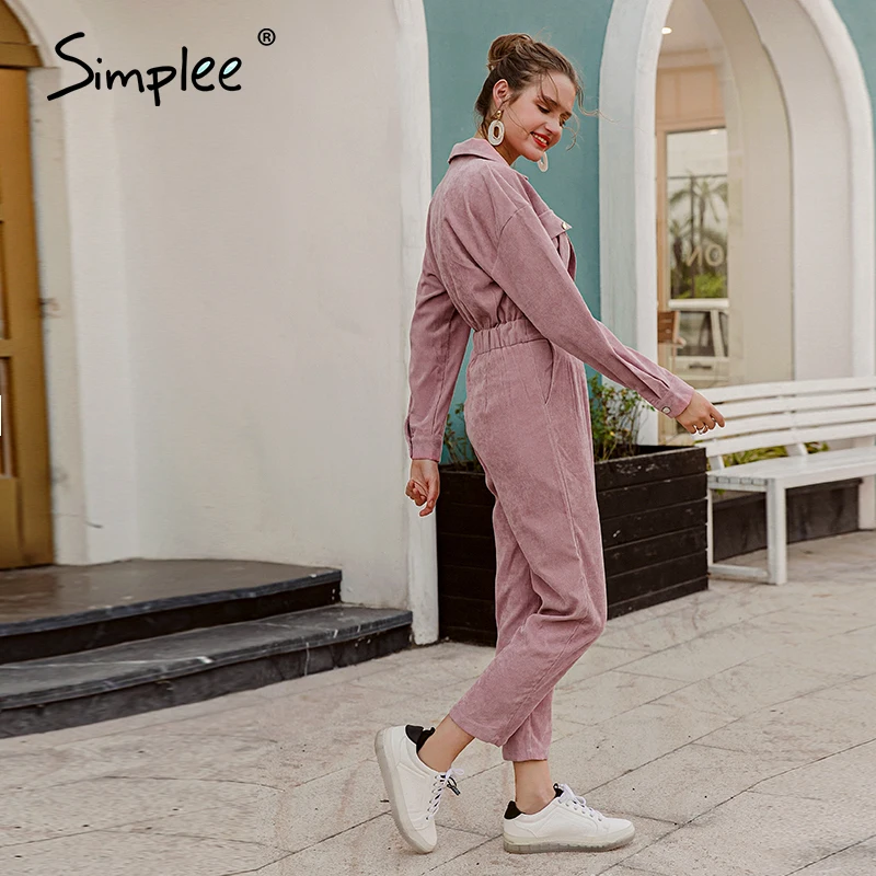 Simplee элегантный розовый осенне-зимний женский комбинезон из двух частей офисный