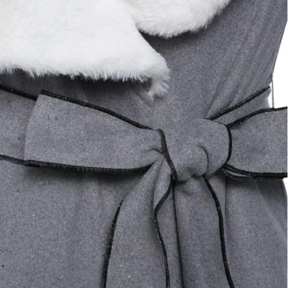 Женское шерстяное пальто женская зимняя теплая плюшевая длинная куртка с