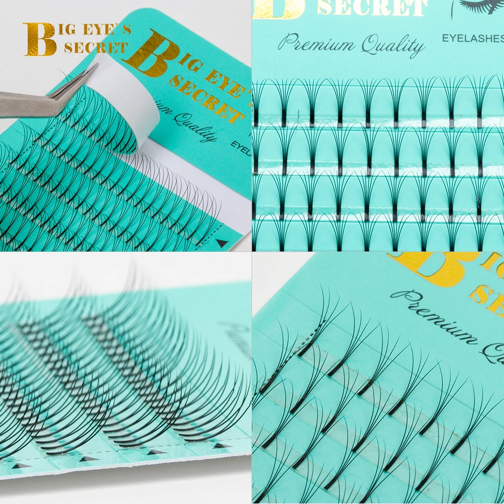 

BES 1 Tray Long Stem Russian Volume Lash Extensions Heat Bonded Premade Fans 0.03mm Thickness Eyelashes Extension Premade Fans