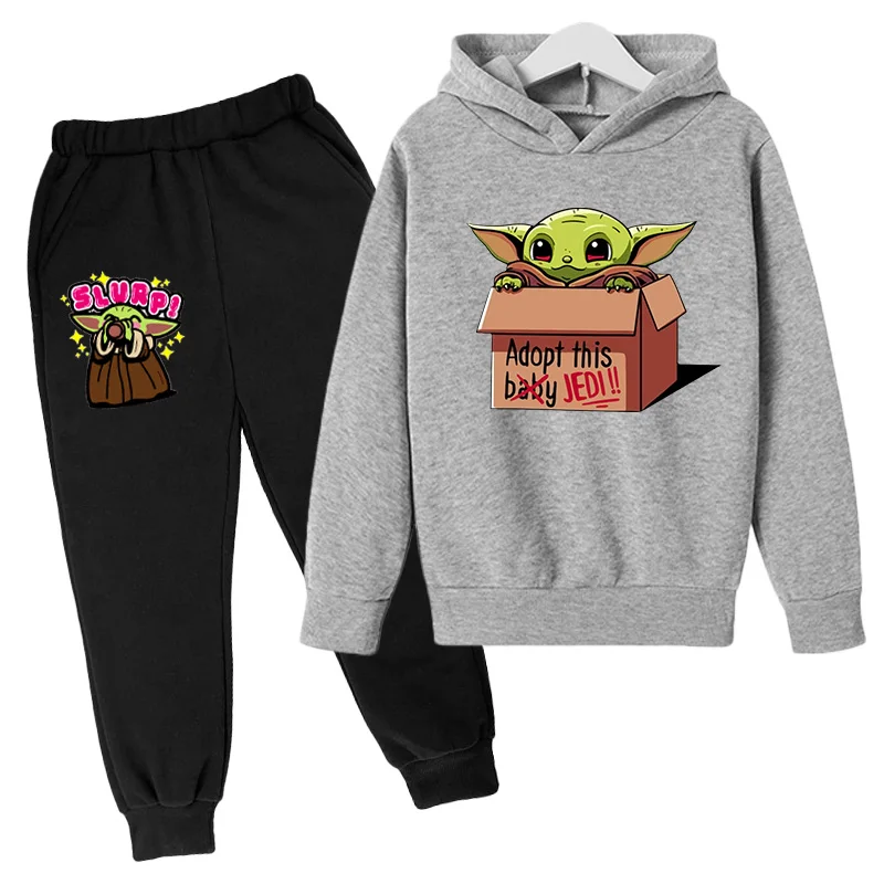 

Baby Yoda Mandaloo Girl Suit Toddler Boy Clothing Hoodie Pants Fine Children's Wear Sweatshirt Suit