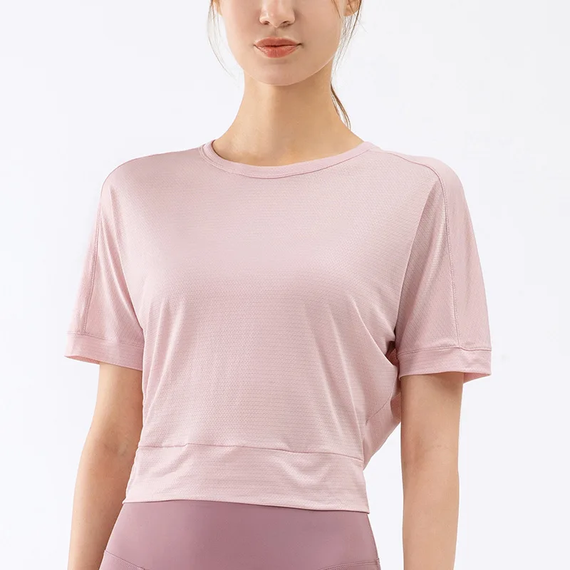 Топ женский спортивный свободного покроя с коротким рукавом дышащий | Спорт и