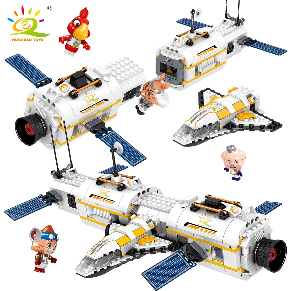 HUIQIBAO 594 шт космический корабль строительные блоки набор Город аэрокосмический