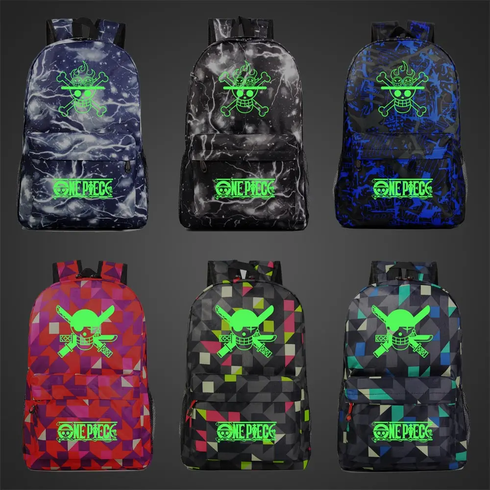 

Green Luminous Cartoon One Piece Boy Girl Book School Bag Women Bag Pack Teenagers Schoolbags Men Student Backpack