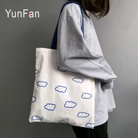 new korean version ladies canvas shoulder bag female student leisure large capacity handbag natural pure cotton cloth bag