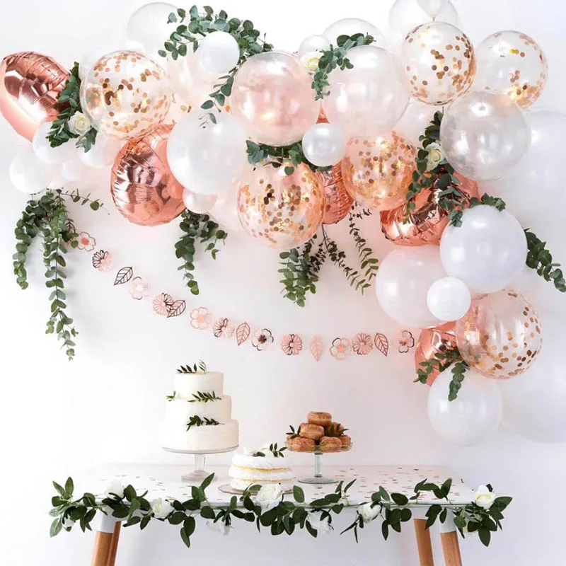 Шар цвета розового золота гирлянда белый воздушный шар арка набор для дня