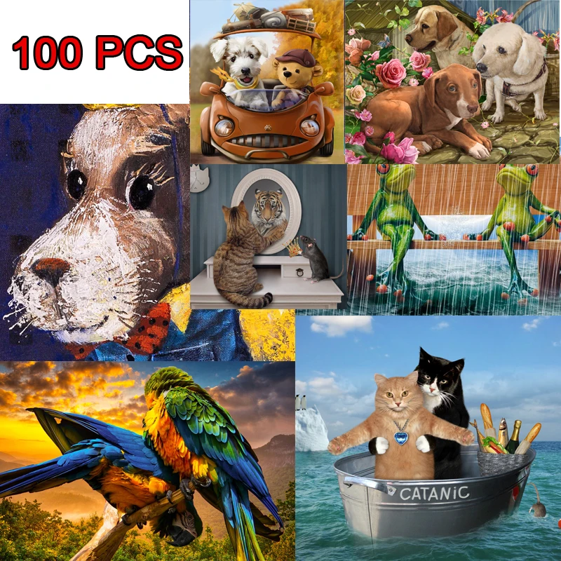 100 частей головоломки PET изображение кота собаки игрушки способный преодолевать
