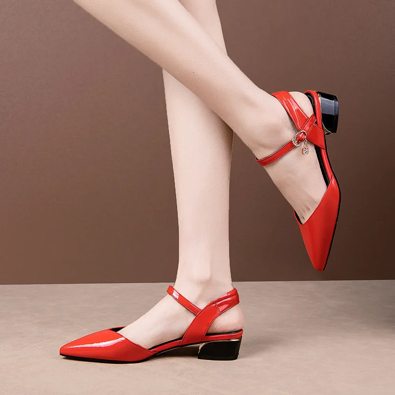 

2021 Summer Comfort Shoes for Women Large Size Clear Heels Closed Toe Sandals Buckle Strap Med Suit Female Beige Big Low Open Re