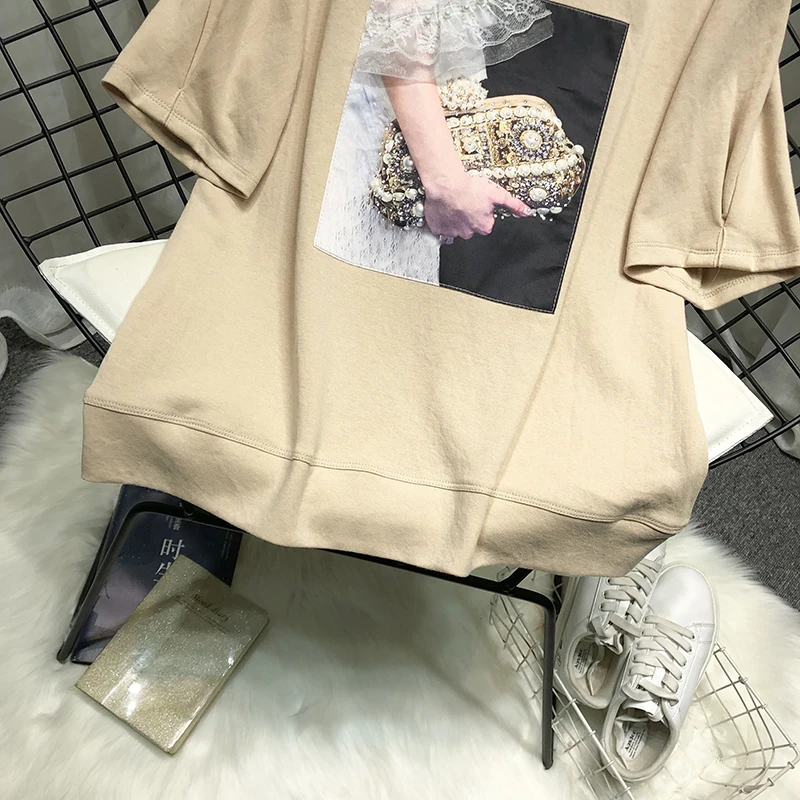 

casual loose women short sleeve white tees woman simple patchwork black tees tshirt women