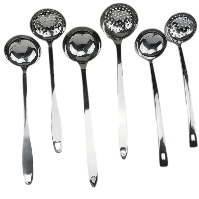 

Stainless Steel Kitchenware Soup Shell Leaky Spoon Hotel Supplies Extended Thickened Kitchen Household Extra Thick Hot Pot Spoon