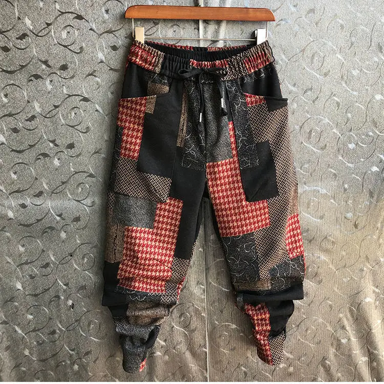 Штаны-шаровары мужские осенне-зимние со шнурком и манжетами на щиколотке |