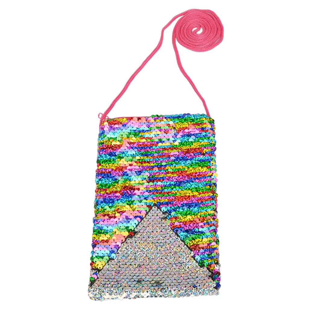 Женская модная двухсторонняя сумка для монет с блестками 2020 на плечо телефона