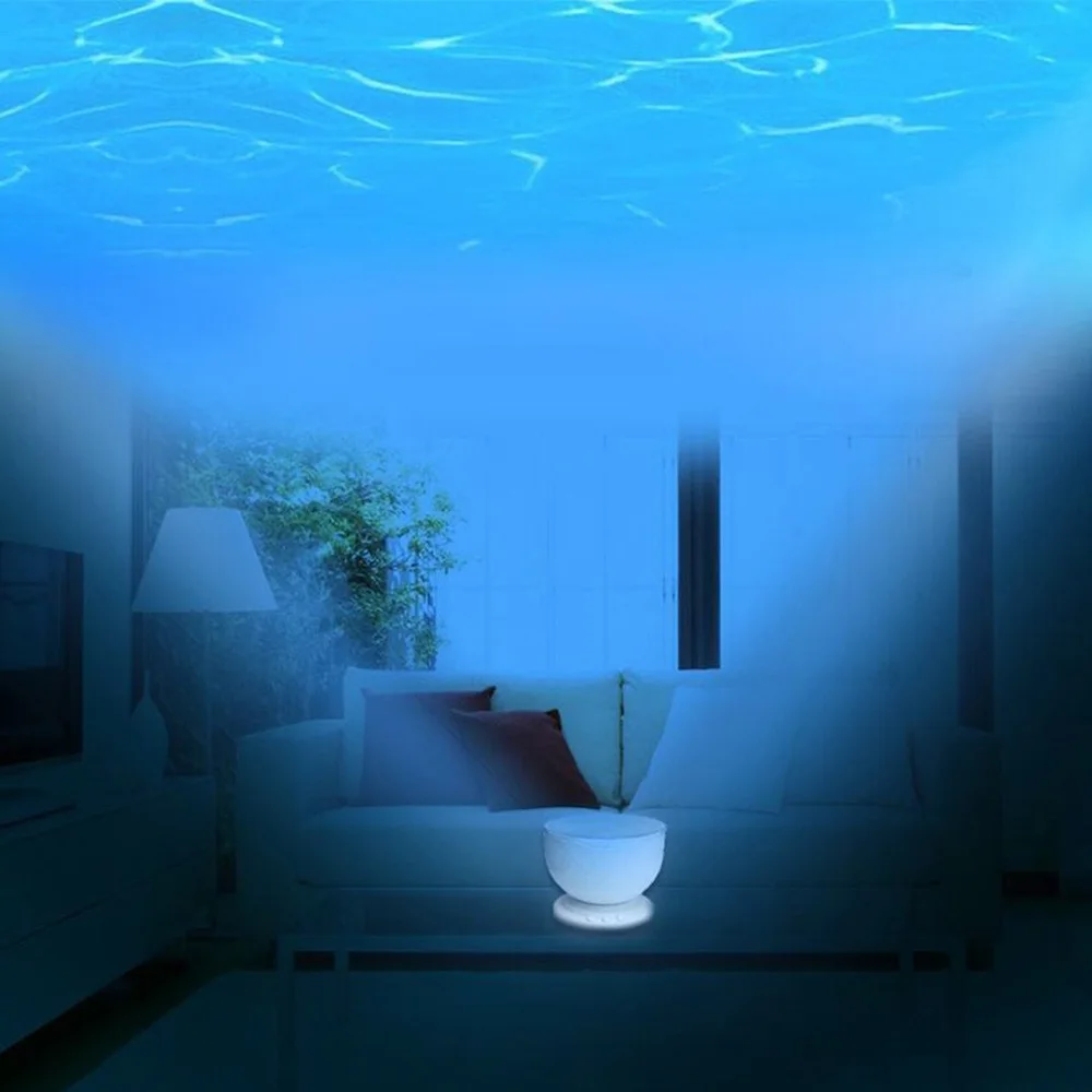 Проекционная лампа со звуком океана комнатный подводный светильник для серфинга