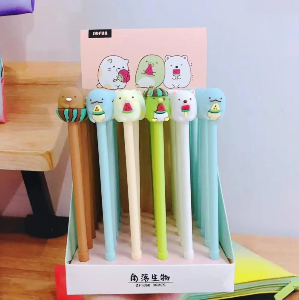 

3 pcs/lot Cute Watermelon Sumikko Gurashi Gel Ink Pen Promotional Gift Stationery School & Office Supply