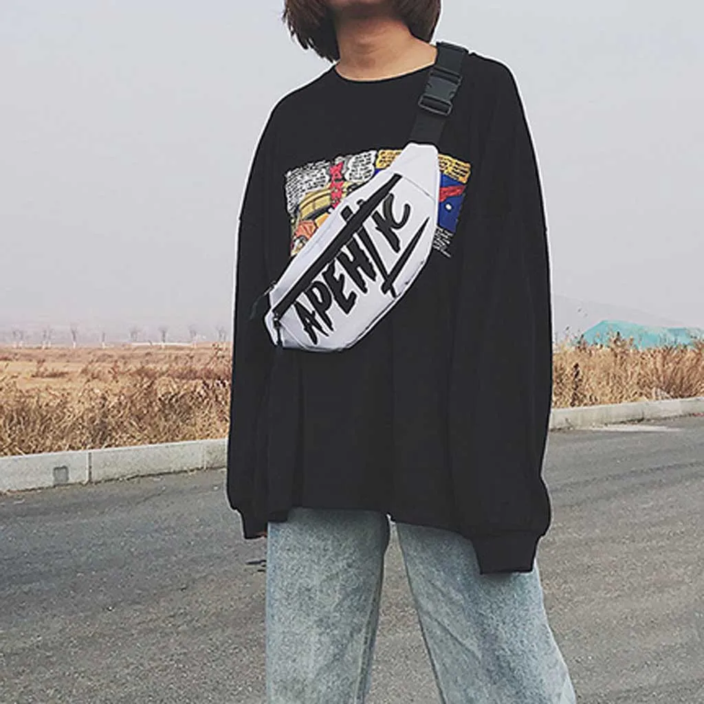 Унисекс Женская поясная сумка 2020 с буквенным принтом в стиле хип хоп мужская Harajuku