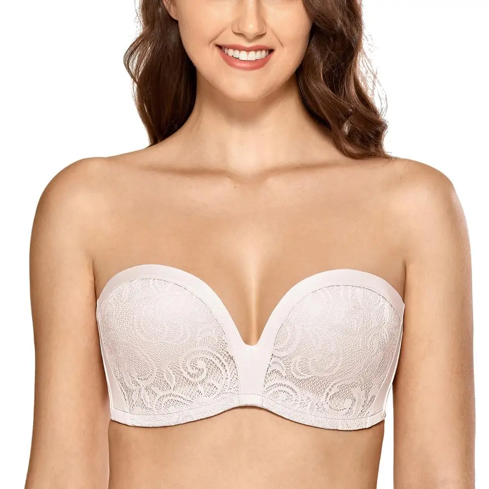 Женский кружевной бюстгальтер без бретелек с легкой подкладкой|strapless bra|lace strapless