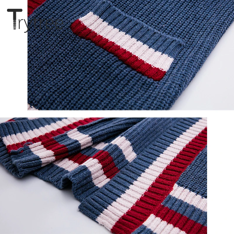 Trytree Winter Women Casual Sweater V-neck Knitting Patchwork Cardigans 4 Colour Fashion Computer Knitted Loose |