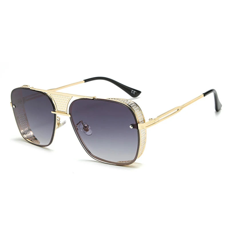 

2020 New Vintage Steampunk Sunglasses Men Square Hollow Shape Metal Frame Women Steam Punk Shades Tea Champagne Sun Glasses