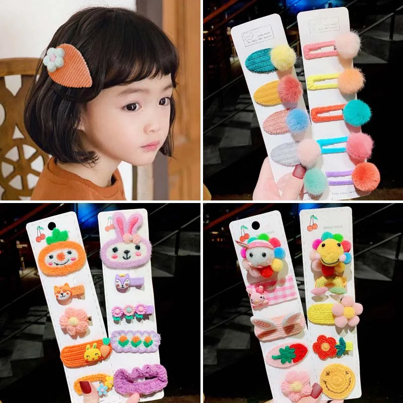

5 Pcs/Set Children Cute Cartoon Flower Rainbow Hair Clips Ornament For Girls Lovely Sweet Hairpins Kid Hair Accessories